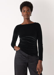 Straight Neck Velvet Top